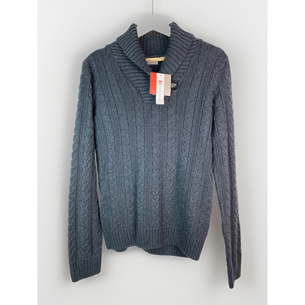 NWT Croft & Barrow Women's M Gray Cable Knit Shawl Collar Pullover Sweater